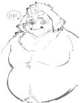  1boy bara belly blush carbuncle_(housamo) closed_eyes exe_exem fat forehead_jewel furry furry_male male_focus sketch speech_bubble spoken_blush sweat tokyo_afterschool_summoners topless_male 