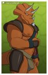 2025 anthro biped bulge butt clamcrusher clothing detailed_bulge genital_outline hi_res horn male male_anthro minimal_clothing muscular muscular_anthro muscular_male nipples orange_body pantsless_anthro pantsless_male patreon patreon_logo pecs penis_outline scalie shirtless shirtless_anthro shirtless_male shoulder_pads solo teenage_mutant_ninja_turtles teenage_mutant_ninja_turtles_(2003) traximus triceraton underwear white_eyes