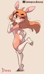 2025 3:5 anthro big_butt breasts brown_body brown_fur brown_hair butt deer diives female fingers fur hair hi_res hooved_fingers hooved_toes hooves long_hair looking_at_viewer looking_back mammal nipples nude on_one_leg one_eye_closed solo standing thick_thighs wink winking_at_viewer