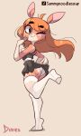 2025 3:5 anthro big_butt brown_body brown_fur brown_hair butt clothed clothing cloven_hooves deer diives dress female fingers fur hair hi_res hooved_fingers hooves legwear long_hair looking_at_viewer looking_back mammal on_one_leg one_eye_closed panties pantyhose solo standing thick_thighs thigh_highs underhoof underwear upskirt wink winking_at_viewer