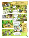 ailurid alien anthro art_(pandapaco) bed bedroom bottomwear cheek_tuft clothed clothing comic detailed_background dialogue dipstick_tail duo english_text eyewear facial_tuft feet_together footwear fountain fully_clothed furniture gaming gloves_(marking) hi_res human imagination male mammal markings note pandapaco plant procyonid raccoon shoes shoes_removed speech_bubble tail tail_markings text toy toy_gun tree tuft water_gun