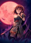  1girl absurdres armor aura black_skirt black_thighhighs blood blood_drip blood_from_eyes breastplate breasts cape celica_(fire_emblem) celica_(imprisoned_soul)_(fire_emblem) choker damaged dark_aura dress earrings fingerless_gloves fire_emblem fire_emblem_echoes:_shadows_of_valentia full_moon gloves highres holding holding_sword holding_weapon jewelry long_hair medium_breasts moon night night_sky princess red_eyes red_hair red_moon ryo-suzuki skirt sky sword tears thighhighs thighs tiara torn_clothes weapon white_armor white_dress witch 