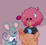 2024 5_fingers accessory afro anthro arm_hair artist_name balls belly big_belly big_butt big_ears big_hair big_penis black_clothing black_eyes black_shirt black_topwear blush body_hair bottomless bottomless_anthro bottomless_male brown_body brown_glans brown_penis brown_skin butt clothed clothing colored curly_hair curvy_figure digital_drawing_(artwork) digital_media_(artwork) dozighost duo english_text erection eyebrow_through_hair eyebrows eyeliner eyeshadow fingers freckled_face freckles fur genitals glans glistening glistening_belly glistening_body glistening_butt glistening_genitalia glistening_glans glistening_penis glistening_skin glistening_thighs grey_body grey_fur grey_tail hair hair_accessory hairclip hand_on_hip hand_on_penis heart_symbol huge_penis human humanoid_genitalia humanoid_penis makeup male male/male mammal moobs mostly_nude mouse murid murine navel nervous nude one_eye_closed open_mouth open_smile penile penis pink_eyeshadow pink_hair presenting raised_clothing raised_shirt raised_topwear requesting rodent sciurid sex_request shaded shirt shirt_only signature simple_background simple_eyes slightly_chubby slightly_chubby_male smile tail teapot_(body_type) text thick_thighs topwear topwear_only translucent translucent_hair watermark white_clothing white_sclera white_shirt white_topwear wide_hips wink winking_at_another
