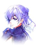  blue_eyes blue_hair eyepatch half_updo highres long_hair male_focus meteolance silver_hair solo the_last_story yuris_(the_last_story) 