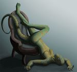  blekarotva chair female lizard looking_at_viewer lying nude on_back reptile scalie solo 