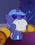  blue_hair canterlot cute diaper equine female feral friendship_is_magic hair horn horse mammal my_little_pony nom om_nom_nom palace pony princess_luna_(mlp) solo tediium winged_unicorn wings young 