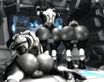 3d_(artwork) alien anthro anus armor arms_above_head balls bent_over big_balls big_butt butt digital_media_(artwork) flexible genitals group halo_(series) headgear helmet huge_balls huge_butt inside looking_back male microsoft puffy_anus sangheili splits spread_legs spreading standing trio willie_piv xbox_game_studios