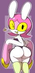  2024 :3 antennae_(anatomy) anthro arthropod bandeau_bikini big_butt biped breasts bubble_butt bug_(sodabug) butt butt_jiggle clothing female green_body hair hi_res huge_butt huge_thighs insect jiggling looking_at_viewer looking_back looking_back_at_viewer mantis medium_breasts multicolored_body non-mammal_breasts one_eye_closed open_mouth pink_body pink_hair presenting presenting_hindquarters rear_view simple_background small_waist solo thick_thighs thong underwear vilepluff white_body wink winking_at_viewer yellow_sclera 