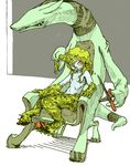  female hair_cut hooves nude riku-usi_(artist) riku_usi satyr scissors seat surrealism 