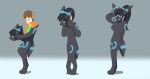 2016 absurd_res ambiguous_gender ambiguous_human anthro biped black_body black_hair blue_markings breasts brown_hair clothed clothing colored digitigrade eeveelution featureless_breasts featureless_crotch female female_anthro generation_2_pokemon hair hi_res human human_to_anthro lina_(swack16) mammal markings motion_lines nintendo nude open_mouth pokemon pokemon_(species) ponytail shirt simple_background smile solo species_transformation standing suit_transformation sweatband tail teeth topwear transformation transformation_sequence umbreon wolferion