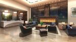  bookshelf ceiling_light couch desk_lamp fire fireplace highres indoors lamp lobby night no_humans non-web_source official_art ottoman_(furniture) our_life our_life:_beginnings_and_always photo_(object) pillow plant potted_plant railing scenery table tile_floor tiles window wooden_table 