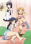  :o ;d \m/ aragaki_ayase bare_legs bare_shoulders barefoot bedroom black_hair blue_eyes blush bra chemise colored_stripes feet full_body gokou_ruri hair_ornament hairclip hand_on_hip kousaka_kirino legs looking_at_viewer mole mole_under_eye multiple_girls navel one_eye_closed open_mouth orange_hair ore_no_imouto_ga_konna_ni_kawaii_wake_ga_nai panties purple_eyes red_hair smile socks striped striped_legwear thighhighs underwear underwear_only utamaru_(konomix) v_over_eye 