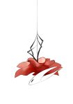  1girl arthropod_girl black_skin chinese_commentary cloak colored_skin commentary_request cookien full_body hollow_eyes hollow_knight horned_mask hornet_(hollow_knight) mask red_cloak silk solo upside-down 