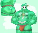 belly big_belly bone clothed clothing doug_(monster_con) goo_creature goo_humanoid hi_res humanoid male monster_prom muscular muscular_male nipples not_furry organs simple_background skull slightly_chubby slime solo topwear translucent yaiski