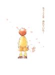  bouquet comic digimon digimon_adventure flower from_behind izumi_koushirou male_focus petals red_hair simple_background solo translated twilight-g white_background 
