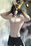 2025 5_fingers 5_toes abs absurd_res akida_hazzki anthro athletic athletic_anthro athletic_male back_markings barefoot bathing bathroom belly biceps black_body black_bottomwear black_boxer_briefs black_boxers black_clothing black_ears black_fur black_hair black_nose black_tail black_underwear blue_eyes bottomwear boxer_briefs boxers_(clothing) claws clothed clothing colored detailed_background digital_drawing_(artwork) digital_media_(artwork) ear_markings eric_martins eye_markings eyebrows feet finger_claws fingers fluffy fluffy_tail fur grey_arms grey_back grey_body grey_fur grey_hands grey_legs grey_markings grey_paws hair head_markings hi_res inner_ear_fluff leg_markings long_hair male male_anthro mammal markings mostly_nude mostly_nude_male multicolored_body multicolored_fur muscular muscular_anthro muscular_male navel nipples painting_(artwork) partially_clothed pecs pink_nipples plantigrade portrait rodent sciurid shower shower_room showering socks_(marking) solo standing steam tail tail_markings tail_tuft three-quarter_portrait toes topless topless_anthro tree_squirrel tuft twunk underwear underwear_only water wet wet_body wet_clothing white_arms white_back white_belly white_body white_chest white_fingers white_fur white_legs white_tail