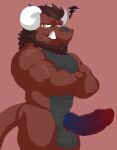 angry anthro balls beard digital_media_(artwork) dragon eye_scar facial_hair facial_scar frown frowning_at_viewer genitals hair hi_res horn humanoid knot knotted_penis looking_at_viewer male memphis_(password) monotone_background muscular muscular_male mythological_creature mythological_scalie mythology myuger nude password_(visual_novel) pecs penis pixel_(artwork) red_body scalie scar slit_penis solo tail tusks