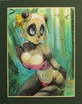  bear big_breasts bikini breasts clothed clothing dofus female flower kenno_arkkan mammal navel panda pandawa skimpy solo swimsuit 