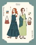  blue_eyes braid brave_(pixar) brown_hair contemporary curly_hair dress elinor_(brave) highres jewelry lips long_hair looking_at_viewer meecosme merida_(brave) mother_and_daughter multiple_girls orange_hair red_hair simple_background sleeveless smile 
