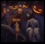 absurd_res blood bodily_fluids breasts death decapitation felid feline female food fruit genitals gore halloween hi_res holidays lynx makkuroscar male mammal plant pumpkin snuff vulva