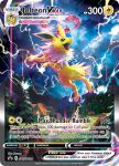  animal animal_focus artist_name card_(medium) character_name cloud cloudy_sky company_name copyright_name copyright_notice dynamax electricity english_text full_body grass hasunokaeru house jolteon lightning midair mountain no_humans official_art open_mouth outdoors oversized_animal pillar_of_light pokemon pokemon_(creature) pokemon_card pokemon_focus pokemon_tcg red_clouds sky smile solo third-party_source trading_card tree 