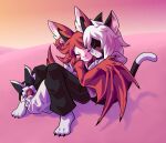 2025 3_toes 4:3 5_fingers anthro barefoot bat bat_wings black_body black_fur black_nails blush bottomwear clothed clothing colored_nails domestic_cat duo eyes_closed fan_character feet felid feline felis female fingers footwear freedom_planet fur galaxytrail hair hi_res hoodie hug hugging_another kubo_(kuborros) male mammal maria_notte megabat membrane_(anatomy) membranous_wings nails neroangero orange_body orange_fur outside pants paws plantigrade shoes sitting sky smile star starry_sky tail toes tongue topwear tuxedo_cat walking white_body white_fur winged_arms wings wings_instead_of_hands