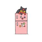  1other closed_eyes closed_mouth commentary commission english_commentary heart litten lying magnet master_ball notepad on_stomach paper plainwhite poke_ball pokemon pokemon_(creature) pokemon_focus refrigerator refrigerator_magnet simple_background sleeping solo star_(symbol) white_background 