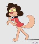 2025 3_fingers 3_toes alternate_species anthro arms_bent artist_name big_nose black_collar black_eyes bottomless bottomless_anthro bottomless_male brown_hair canid canine canis closed_smile clothed clothed_anthro clothed_male clothing collar digital_drawing_(artwork) digital_media_(artwork) domestic_dog english_description eyebrows eyewear feet fingers flat_colors fluffy fluffy_tail full-length_portrait fur glasses grey_background hair hand_behind_head hi_res janey_poodle male male_anthro mammal medium_hair mouth_closed niota_(zibboyeye) open_clothing open_shirt open_topwear pattern_clothing pattern_shirt pattern_topwear plaid plaid_clothing plaid_shirt plaid_topwear portrait rectangular_glasses red_clothing red_nose red_plaid red_shirt red_topwear shirt simple_background smile solo spiked_collar spikes tail tan_body tan_eyebrows tan_fur tan_tail text toes topwear walking whisker_spots yellow_eyewear yellow_glasses