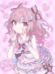  1girl aya_hawk bow checkered_background closed_mouth crop_top cropped_shirt double_v grey_hair hair_bow hair_ornament hairclip hands_up idolmaster idolmaster_cinderella_girls kanzaki_ranko layered_skirt long_hair looking_at_viewer midriff multicolored_shirt multicolored_skirt pixel_art red_eyes sakamoto_desu_ga? shirt skirt sleeveless sleeveless_shirt smile solo sparkle two_side_up v 