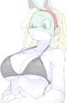 2025 absurd_res anthro arms_bent big_breasts bikini bikini_top black_bikini black_bikini_top black_clothing black_swimwear blonde_eyebrows blonde_eyelashes blonde_hair blue_eyes bracelet breasts cleavage clothed clothed_anthro clothed_female clothing collarbone digital_drawing_(artwork) digital_media_(artwork) eyebrows eyelashes female female_anthro fingers hair half-length_portrait hands_together hi_res ippan_josei jewelry kemono looking_down mammal mocaht8 multicolored_body my_hero_academia open_mouth pink_inner_ear portrait pupils quirked_human_(my_hero_academia) red_hairband shaded side_boob simple_background snout soft_shading solo swimwear teal_body teal_ears three-quarter_view two-piece_swimsuit two_tone_body under_boob white_background white_body white_sclera