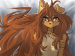 2025 4:3 anthro apogee_(tinygaypirate) arm_tattoo barely_visible_areola breasts brown_eyes brown_hair canid canine canis countershade_torso countershading digital_media_(artwork) domestic_dog ear_piercing female front_view fur hair hi_res inner_ear_fluff long_hair looking_at_viewer mammal neck_tattoo nude nude_anthro nude_female one_ear_up piercing small_breasts solo tan_body tan_fur tattoo tinygaypirate tuft
