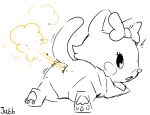 2022 accessory anthro anus artist_name blush blush_stickers bow_ribbon butt domestic_cat eyelashes fart fart_cloud feces feces_on_body feces_on_butt felid feline felis female hair_accessory hair_bow hair_ribbon jubb looking_at_viewer looking_back looking_back_at_viewer lying mammal mew_(mewkledreamy) mewkledreamy motion_lines on_front open_mouth orange_fart_cloud pawpads raised_tail rear_view ribbons simple_background solo surpised surprised_expression tail text white_background