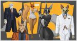 belt big_breasts black_nose black_sclera breasts broad_shoulders brown_body brown_eyes brown_fur canid canine canis cleavage_cutout clothed clothing condom condom_wrapper cutout digital_media_(artwork) dress ears_down ears_up eyebrows eyeliner facial_markings fangs_bared female fists_clenched fluffy fluffy_ears fluffy_tail frown fully_clothed fur gesture green_eyes grimace group gun hair hand_gesture handgun handkerchief head_markings hi_res hiverdose ilia_(hiverdose) irv_(hiverdose) jackal jacket kerchief long_ears long_jacket looking_at_another low-angle_view makeup male mammal markings muscular muscular_male necktie noir offering_to_viewer pistol pivoted_ears pockets pointing pointing_at_another pointing_gun_at_viewer ranged_weapon red_hair revolver sexual_barrier_device short_dress simple_background speech_bubble suit suit_jacket tail thick_eyebrows thick_thighs topwear unknown_species unnamed_character vest weapon white_body white_fur wolf yellow_body yellow_eyes yellow_fur