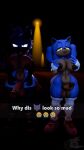 3d_(artwork) angry anthro balls bandage bandaged_arm big_balls big_breasts big_penis blue_body blue_eyes blue_skin boots breasts brown_body brown_skin canid canine canis city city_background clothed clothing collar digital_media_(artwork) duo ear_piercing erection eulipotyphlan exposed fan_character female footwear genitals gesture gloves hair half-erect hand_gesture handwear hedgehog herm hi_res intersex juicyducksfm legwear long_hair looking_at_viewer mammal meme night penis piercing sega shoes smiley_(juicyducksfm) socks sonic_the_hedgehog_(series) source_filmmaker_(artwork) standing stockings text tilver_the_wolf wolf yellow_eyes
