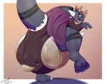 absurd_res after_transformation anthro big_diaper butt cape clothing diaper dinosaur eeveelution feces fossil_pokemon generation_1_pokemon generation_4_pokemon hi_res looking_at_viewer looking_back male nintendo onesie onesie_undone open_mouth pokemon pokemon_(species) pooping prehistoric_species presenting presenting_hindquarters raised_leg raised_tail rampardos rear_view reptile scalie smile smiling_at_viewer soiled_diaper soiling soiling_diaper solo steelshark tail unclean_diaper used_diaper vaporeon