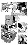 2011 angry animal_humanoid antennae_(anatomy) anthro arthropod arthropod_humanoid attack big_claws black_and_white black_body black_claws black_fur black_tail bookshelf canid canine canis cheek_tuft claws clothing coat comic countershade_neck countershading dialogue domestic_cat domestic_dog duo english_text eye_contact eyewear facial_tuft fangs felid feline felis female fur furniture glasses group gulonine hi_res holding_glass holding_object humanoid inner_ear_fluff insect insect_humanoid insect_wings inside intimidation jack_salem lab_coat living_room long_claws long_tail looking_at_another male mammal marten monochrome mustelid musteline neck_grab on_sofa open_mouth pince-nez poodle roz_gibson rug sable_(marten) servant servants sharp_fangs sharp_teeth sitting sitting_on_sofa snarling sofa speech_bubble suspicious tail teeth text thought_bubble threatening threatening_violence tongue topwear tuft whiskers wings yelling_at_another