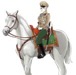  1girl army belt belt_buckle black_boots boots braid breast_pocket breasts brown_hat brown_jacket buckle cockade drill_hair drill_sidelocks epaulettes gloves green_pants grin hat high_collar holding holster horse horseback_riding imperial_russian_army jacket katyusha_(98269886) leather leather_belt leather_boots long_hair long_sleeves looking_at_viewer medium_breasts military military_hat military_uniform original pants parted_lips peaked_cap pink_lips pocket riding russian_empire russian_text saber_(weapon) sidelocks simple_background single_braid sitting smile solo striped_clothes striped_pants sword weapon white_background white_belt white_eyes white_gloves world_war_i 