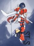  1girl airplane_wing arm_cannon armor black_helmet black_skin colored_skin decepticon full_body genderswap genderswap_(mtf) helmet high_heels highres lillified2 looking_at_viewer mecha mecha_focus mechanical_wings metal_skin multicolored_armor parted_lips red_armor robot robot_girl smile solo starscream transformers weapon white_armor wings 