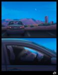 anthro building canid canine canis car cellphone cole_(granitemcgee) comic electronics granitemcgee hi_res holding_cellphone holding_object holding_phone holding_smartphone male mammal modern_architecture moon night parking_lot phone scenery sky skyscraper smartphone solo toyota toyota_corolla vehicle wolf