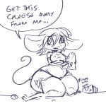 1:1 2025 anthro belly big_belly biped black_and_white bottomwear breasts cheese cheese_wedge clothed clothing crop_top dairy_products derideal digital_drawing_(artwork) digital_media_(artwork) english_text female food fur hair kiaun looking_at_viewer mammal midriff monochrome mouse murid murine navel open_mouth overweight overweight_anthro overweight_female pants pear-shaped_figure pixi_(derideal) rodent shirt signature simple_background sketch solo tail text thick_thighs topwear torn_bottomwear torn_clothing torn_pants wide_hips
