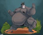 anthro areola asinus belly belly_overhang big_belly biped black_hair bulge carlos_(burropaleta) chubby_cheeks clothed clothing detailed_bulge donkey equid equine eyewear fighting_pose fist glasses grass grey_body hair hi_res karrnade male male_anthro mammal moobs muscular muscular_anthro muscular_arms muscular_legs muscular_male navel nipples obese obese_anthro obese_male overweight overweight_anthro overweight_male plant pose signature simple_background solo topless topless_anthro topless_male underwear