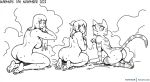 2023 5_toes anthro arm_support artist_name bent_arm bent_leg big_breasts big_butt big_eyes biped black_and_white black_text breasts butt cheek_tuft crossover curved_eyebrows digital_drawing_(artwork) digital_media_(artwork) domestic_cat english_text extended_arm eyelashes facial_markings facial_tuft feet felid feline felis female fingers fran_(litterbox_comics) fur fur_tuft group hair head_markings head_turned hinata_hyuga human humanoid_feet humanoid_hands inko_midoriya kneeling leaning leaning_forward litterbox_comics long_hair long_tail looking_at_viewer looking_back looking_back_at_viewer mammal markings mature_anthro mature_female mature_human monochrome multicolored_ears my_hero_academia naruto no_irises noise-tanker nude nude_anthro nude_female nude_human number plantigrade pointy_ears ponytail prick_ears pupils rear_view sad side_boob slit_pupils steam straight_hair striped_arms striped_back striped_body striped_face striped_fur striped_legs striped_markings striped_tail stripes tabby_cat tail tail_markings text thick_thighs toes trio tuft wet wet_body wet_fur year