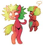 anthro big_butt bubble_butt butt clothed clothing cutie_mark equid equine fan_character featureless_chest flat_chested green_hair hair hasbro hash-slime horse laid_back low_res mammal multiple_poses my_little_pony panties panties_only pony pose rear_view red_body solo standing thick_thighs thinking thought_bubble topless underwear underwear_only