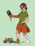 2020 ambiguous_gender anthro belt biped blackshirtboy blue_eyes bottomless box brown_hair canid canine cardboard cardboard_box clothed clothing colored container countershade_face countershade_neck countershade_torso countershading disney featureless_crotch fingers footwear fox fur gift_wrapped goo_transformation growth hair hi_res holding_object human human_to_anthro latex looking_down_at_self mammal mid_transformation multicolored_body null null_bulge nullification orange_body orange_face orange_fur orange_tail robin_hood_(disney) shirt shoes simple_background smile socks solo species_transformation standing tail tail_growth teeth text topwear transformation tunic white_body white_countershading white_fur