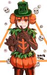  1girl dancer disneyland double_bun dress hair_bun halloween halloween_costume happy highres long_hair long_sleeves looking_at_viewer open_mouth orange_eyes orange_hair simple_background smile solo user_kpuv7542 