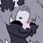anthro black_body black_fur ears_up emoji female fur hair happy mammal mephitid skunk skunky_the_hybrid smile sodaduv solo