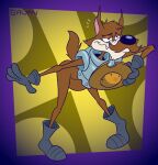 2025 4_fingers abstract_background alternate_version_at_paywall anthro armor belly bent_down bent_over biped black_nose boots bottomless bottomless_anthro bottomless_male brown_body brown_facial_hair brown_fur brown_mustache butt canid canine canis cheek_tuft chin_tuft clothed clothing colored coyote digital_drawing_(artwork) digital_media_(artwork) don_coyote facial_hair facial_tuft fangs fingers flat_colors footwear fur gavanzude gloves grey_boots grey_clothing grey_footwear grey_gloves grey_handwear half-closed_eyes handwear hanna-barbera hat head_tuft headgear headwear hi_res holding_clothing holding_hat holding_headgear holding_headwear holding_object lines_drawn male mammal multicolored_body multicolored_fur mustache narrowed_eyes pinup plantigrade pose raised_heel raised_tail shoes signature solo standing_on_toes tail tan_body tan_fur teeth the_adventures_of_don_coyote_and_sancho_panda tiptoes tuft two_tone_body two_tone_fur wavy_mouth
