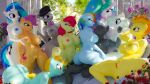 16:9 3d_(artwork) 4k absurd_res aged_up ambiguous_penetration anthro apple_bloom_(mlp) areola balls black_eyeliner black_hair blue_body blue_eyes blue_hair bow_tie breasts cutie_mark digital_media_(artwork) earth_pony equid equine eyeliner female female/female flower friendship_is_magic genitals grey_body group hair hand_on_breast hasbro hi_res horn horse lightning_dust_(mlp) loveslove makeup male male/female mammal multicolored_hair my_little_pony mythological_creature mythological_equine mythology nipples nude octavia_(mlp) orange_body orange_hair penetration penis plant pony princess_celestia_(mlp) purple_eyes purple_hair rainbow_dash_(mlp) rainbow_hair red_hair rose_(flower) scootaloo_(mlp) spitfire_(mlp) tailless teal_body thunderlane_(mlp) unicorn vapor_trail_(mlp) vinyl_scratch_(mlp) vulva white_body widescreen wonderbolts_(mlp) yellow_body