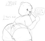 2025 anthro bear beneath_the_trees_where_nobody_sees big_butt black_and_white butt camel_toe clothing death_threat dialogue duo english_text female imminent_murder knife lcklust looking_back mammal mature_anthro mature_female monochrome offscreen_character panties samantha_strong sketch slightly_chubby slightly_chubby_anthro slightly_chubby_female solo_focus speech_bubble text thick_thighs underwear wide_hips