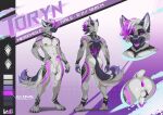 absurd_res anthro ball_tuft balls black_markings black_nipples canid canine canis cheek_tuft facial_tuft front_view fur genitals glans grey_body grey_fur hair hand_on_hip hi_res humanoid_genitalia humanoid_penis looking_at_viewer male male_anthro mammal markings model_sheet multicolored_hair narrowed_eyes nipples nude one_eye_closed open_mouth penis purple_eyes purple_hair purple_markings purple_tongue rear_view solo standing tongue tuft two_tone_hair vesper_art white_balls white_body white_fur white_hair white_penis wolf